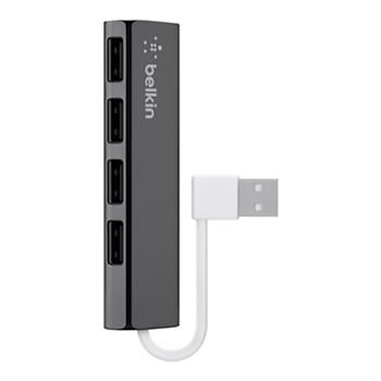 Belkin USB Hub, 4-port, Ultra Slim, Gray