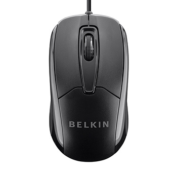 Belkin Mouse - Optical - Cable - 1 Pack - USB - 800 dpi - Scroll Wheel - 3 Button(s)