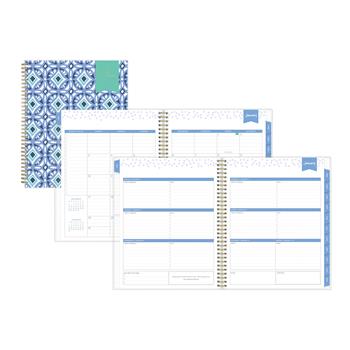 Blue Sky™ Day Designer Tile Planner, 8.5&quot; x 11&quot;, Blue/White Cover, 2022