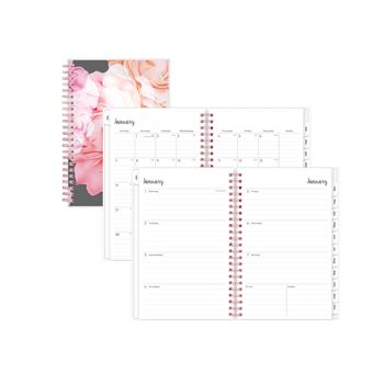 Blue Sky™ Joselyn Weekly/Monthly Wirebound Planner, 5&quot; x 8&quot;, Light Pink/Peach/Black, 2022