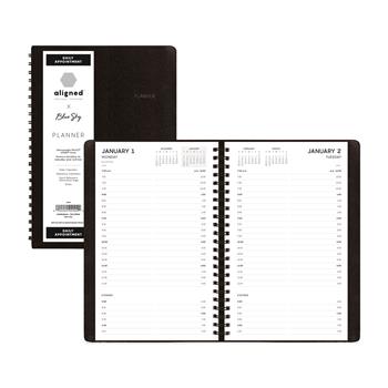 Blue Sky Aligned Daily Appointment Planner, 8&quot; x 5&quot;, Black, 2023
