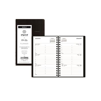 Blue Sky Aligned Weekly Contacts Planner, 6&quot; x 3.75&quot;, Black, 2023