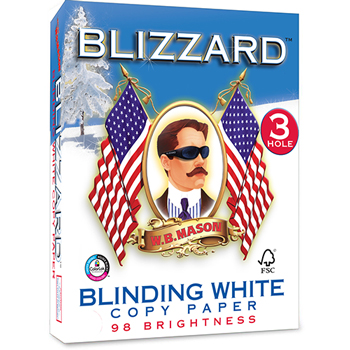 Blizzard™ 3-Hole Punched Blinding White Copy Paper, 98 Bright, 20 lb, 8.5&quot; x 11&quot;, White, 500 Sheets/Ream