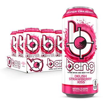 Bang Energy Drink, Delish Strawberry Kiss, 16 oz Can, 12/Case