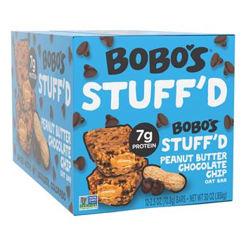 Bobo&#39;s Peanut Butter Chocolate Chip Stuff&#39;d Bar, 2.5 oz, 48/Case