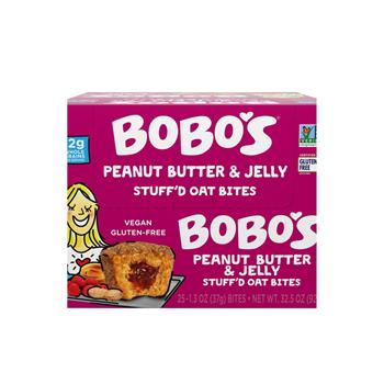 Bobo&#39;s Peanut Butter &amp; Jelly Stuff&#39;d Oat Bites, 1.3 oz, 25/Box, 3 Boxes/Case