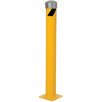 Vestil Bollard With Chain Slots, Removable Bolt-On Cap, Steel Pipe, 42&quot; H x 4 1/2&quot; Dia., Fixed, Yellow