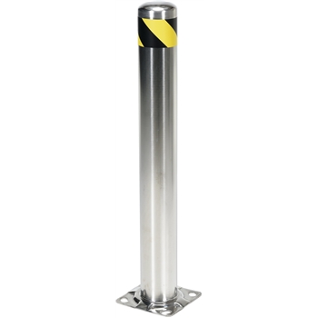 Vestil Bollard, Stainless Steel, 36&quot; H x 4 1/2&quot; Dia., Fixed, Silver