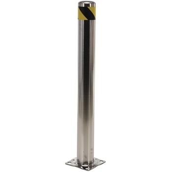 Vestil Bollard, Stainless Steel, 42&quot; H x 4 1/2&quot; Dia., Fixed, Silver