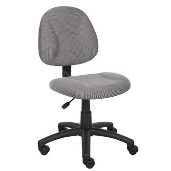 Boss Office Products Deluxe Posture Task Chair, No Arms, Black Base, Grey Tweed