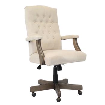 Boss Office Products Classic Executive Chair, Tufted Cushions, Driftwood Finished Frame, Champagne Velvet Fabric