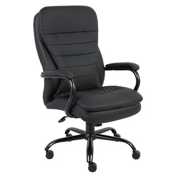 Boss Office Products Heavy Duty Executive Chair, 400 lb Capacity, High Back, Black Steel Frame/Base, Black Vinyl
