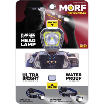 Police Security Removable Light Headlamp, 4.5 in W x 9.5 in L, Black and Blue