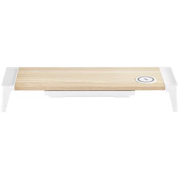 Bostitch Wooden Monitor Stand with Wireless Charging Pad, 9.8&quot; x 26.77&quot; x 4.13&quot;, White