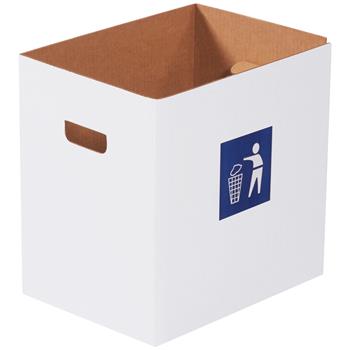 W.B. Mason Co. Corrugated Trash Can with Waste Logo, 7 Gallon, 15&quot; x 11&quot; x 15&quot;, White, 20/BD
