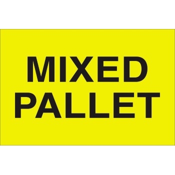 W.B. Mason Co. Labels, Mixed Pallet, 2 in x 3 in, Fluorescent Yellow, 500/Roll