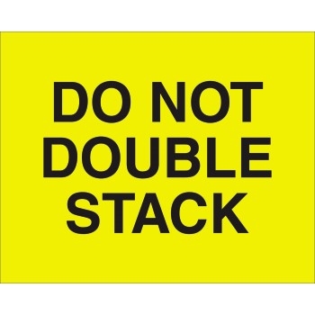 W.B. Mason Co. Labels, Do Not Double Stack, 8 x 10 in, Fluorescent Yellow, 250/Roll