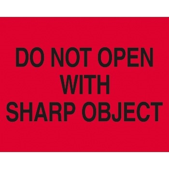 W.B. Mason Co. Labels, Do Not Open with Sharp Object, 8 x 10 in, Fluorescent Red, 250/Roll