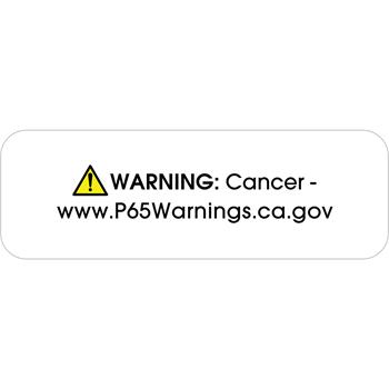 Tape Logic &quot;Warning: Cancer - &quot; Prop 65 Labels, 1.5 x 0.5&quot;, White, 500/RL