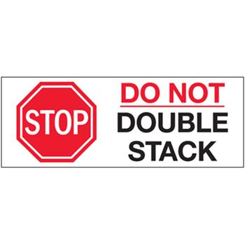 Tape Logic Labels, Stop Do Not Double Stack, 3&quot; x 8&quot;, Red/Black/White, 250/Roll