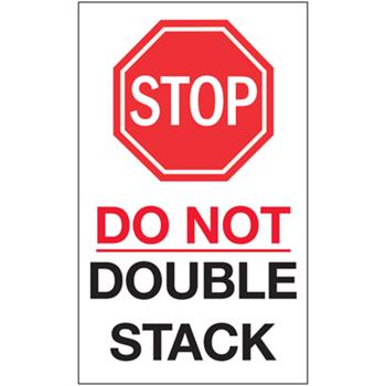 Tape Logic Labels, Stop Do Not Double Stack, 10&quot; x 6&quot;, Red/Black/White, 250/Roll