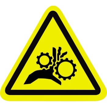 W.B. Mason Co. Entanglement Hazard Durable Safety Label, 2.25 Triangle, Black/Yellow, 25/Roll