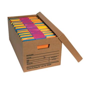 W.B. Mason Co. Economy File Storage Boxes, 15 in x 12 in x 10 in, Letter/Legal, Kraft, 12/Case