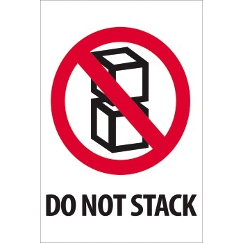 W.B. Mason Co. International Labels, Do Not Stack, 4 x 6 in, Red/White/Black, 500/Roll