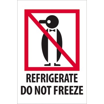 W.B. Mason Co. International Labels, Refrigerate- Do Not Freeze, 4 x 6 in, Red/White/Black, 500/Roll