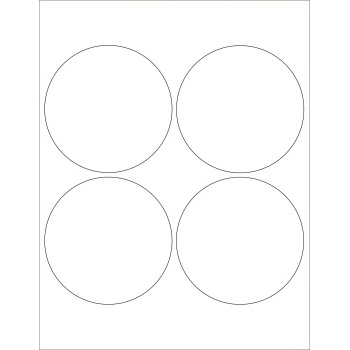 W.B. Mason Co. Circle Laser Labels, 4 in Diameter, White, 4/Sheet, 100 Sheets/Case