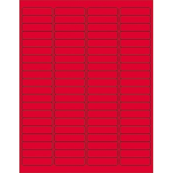 W.B. Mason Co. Rectangle Laser Labels, 1-15/16 in x 1/2 in, Fluorescent Red, 80/Sheet, 100 Sheets/Case
