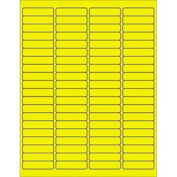 W.B. Mason Co. Rectangle Laser Labels, 1-15/16 in x 1/2 in, Fluorescent Yellow, 80/Sheet, 100 Sheets/Case