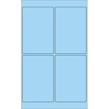 W.B. Mason Co. Rectangle Laser Labels, 4 in x 6 in, Fluorescent Pastel Blue, 4/Sheet, 100 Sheets/Case