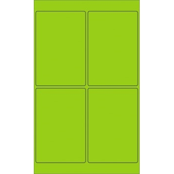W.B. Mason Co. Rectangle Laser Labels, 4 in x 6 in, Fluorescent Green, 4/Sheet, 100 Sheets/Case