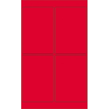 W.B. Mason Co. Rectangle Laser Labels, 4 in x 6 in, Fluorescent Red, 4/Sheet, 100 Sheets/Case