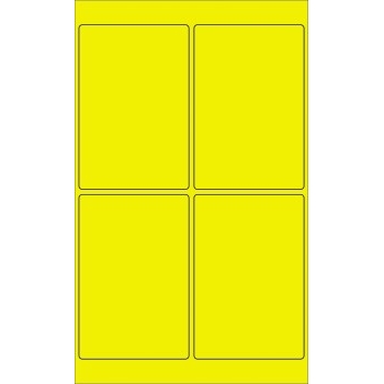 W.B. Mason Co. Rectangle Laser Labels, 4 in x 6 in, Fluorescent Yellow, 4/Sheet, 100 Sheets/Case