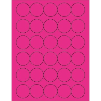 W.B. Mason Co. Circle Laser Labels, 1-1/2 in Diameter, Fluorescent Pink, 30/Sheet, 100 Sheets/Case