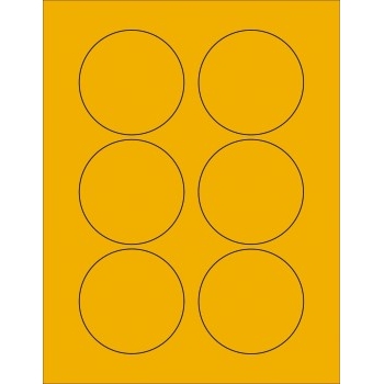 W.B. Mason Co. Circle Laser Labels, 3 in Diameter, Fluorescent Orange, 6/Sheet, 100 Sheets/Case