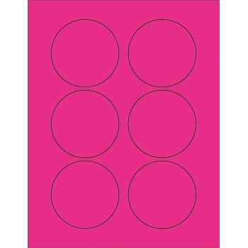 W.B. Mason Co. Circle Laser Labels, 3 in Diameter, Fluorescent Pink, 6/Sheet, 100 Sheets/Case