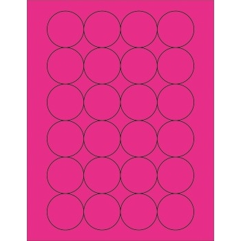 W.B. Mason Co. Circle Laser Labels, 1-2/3 in Diameter, Fluorescent Pink, 24/Sheet, 100 Sheets/Case