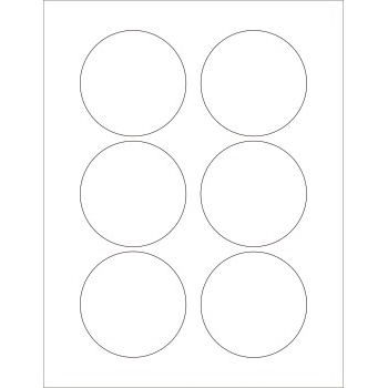 W.B. Mason Co. Circle Laser Labels, 3 in Diameter, Glossy White, 6/Sheet, 100 Sheets/Case