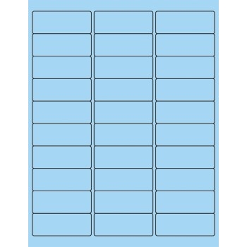 W.B. Mason Co. Removable Rectangle Laser Labels, 2-5/8 in x 1 in, Fluorescent Pastel Blue, 30/Sheet, 100 Sheets/Case