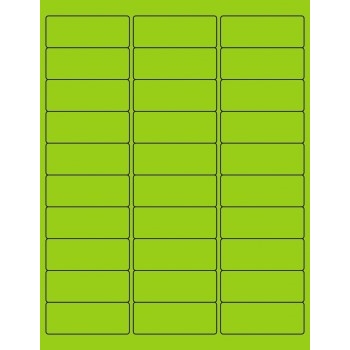 W.B. Mason Co. Removable Rectangle Laser Labels, 2-5/8 in x 1 in, Fluorescent Green, 30/Sheet, 100 Sheets/Case