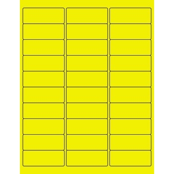 W.B. Mason Co. Removable Rectangle Laser Labels, 2-5/8 in x 1 in, Fluorescent Yellow, 30/Sheet, 100 Sheets/Case