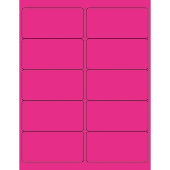 W.B. Mason Co. Removable Rectangle Laser Labels, 4 in x 2 in, Fluorescent Pink, 10/Sheet, 100 Sheets/Case