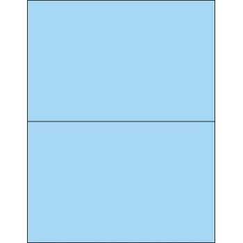 W.B. Mason Co. Removable Rectangle Laser Labels, 8-1/2 in x 5-1/2 in, Fluorescent Pastel Blue, 2/Sheet, 100 Sheets/Case