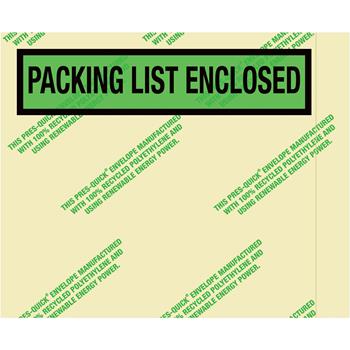 Tape Logic Environmental Envelopes, Packing List Enclosed, 4-1/2&quot; x 5-1/2&quot;, Green/Tan, 1000/Case