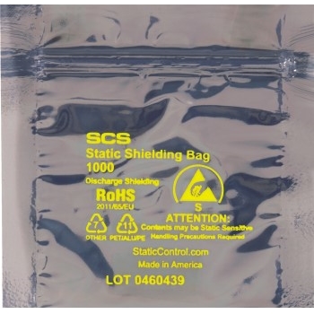 W.B. Mason Co. Reclosable Static Shielding Bags, 3 in x 3 in, 2.8 Mil, Transparent, 1000/Case