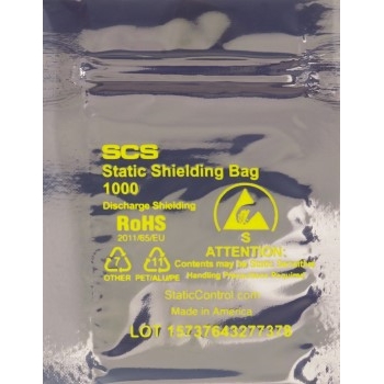 W.B. Mason Co. Reclosable Static Shielding Bags, 7 in x 10 in, 2.8 Mil, Transparent, 100/Case