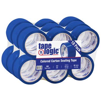 Tape Logic Acrylic Carton Sealing Tape, 2&quot; x 55 yds., 2.2 Mil, Blue, 18 Rolls/Case